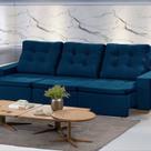 Sofá Manaus Modular 6 Lugares 305cm Retrátil e Reclinável Yescasa Azul