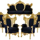 Sofa Mansão Fazenda Rico Entalhes Folha Ouro Madeira Maciça