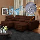 Sofá Marrom 5 Lugares Canto Chaise Impermeabilizado 250 Cm Retrátil Reclinável Luiza Suede - SóSofá