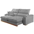 Sofá Milano com Molas Ensacadas 4 Lugares Retrátil e Reclinável 250cm Tecido Veludo Zarat Cor Cinza