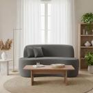 Sofá Minimalista Orgânico 2 Lugares Sala Bouclé Cor:cinza Chumbo
