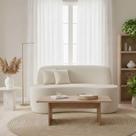 Sofá Minimalista Orgânico 2 Lugares Sala Bouclé Off White