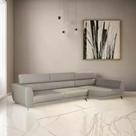 Sofá Moderno 3,40 Chaise, Pés Aço, D-26, Linho Cinza Aurora