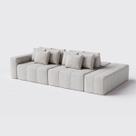 Sofá Modulado Ilha Santorini 2,30m x 1,60m em Boucle Bege - Home Mobily