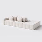 Sofá Modulado Ilha Santorini 2,90m x 1,80m em Linho Off White - Home Mobily