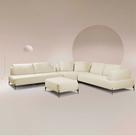 Sofá Modulado Sala de Estar 415cm Marino de Canto Pés de Ferro com Almofadas Linho Off White G92 - Gran Belo