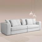 Sofá Modulado Sala de Estar Trento 256cm com Almofadas Soltas Linho Cinza G92 - Gran Belo Sofá Modulado Sala de Estar Trento 256cm com Almofadas Soltas Linho Cinza G92 - Gran Belo