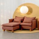 Sofá Modular 2 Lugares com Chaise e Pé Bolinha Sôma CabeCasa MadeiraOriginals Marrom Mocha Mousse