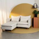 Sofá Modular 2 Lugares com Chaise e Pé Madeira Sôma CabeCasa MadeiraOriginals Bege Natural