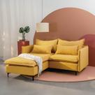 Sofá Modular 2 Lugares com Chaise e Pé Metal Sôma CabeCasa MadeiraOriginals Amarelo Mostarda