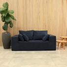 Sofá Modular 2 Lugares em Bouclé Azul Sofá Modular 2 Lugares em Bouclé Azul
