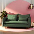 Sofá Modular 2 Lugares Pé Madeira Sôma CabeCasa MadeiraOriginals Verde