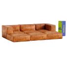 Sofá Modular 3 Lugares 2 Braços Com 3 Chaises Inflow Poli Couro Marrom Vem Na Caixa Confortável Sala