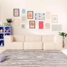 Sofá Modular 3 Lugares Com 2 Braços Inflow Bouclé Linho Vem Na Caixa Compacto Sala Moderna