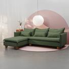 Sofá Modular 3 Lugares com Chaise e Pé Bolinha Sôma CabeCasa MadeiraOriginals Verde Sofá Modular 3 Lugares com Chaise e Pé Bolinha Sôma CabeCasa MadeiraOriginals Verde