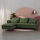 Sofá Modular 3 Lugares com Chaise e Pé Madeira Sôma CabeCasa MadeiraOriginals