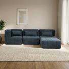 Sofá Modular 3 Lugares com Puff Easybox Cabecasa Madeiraoriginals Cotelê Verde Escuro