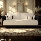 Sofá Modular 3 Lugares Filipi 2,12m material sintético Bege - material sintético Preto