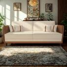 Sofá Modular 3 Lugares Filipi 2,12m material sintético Bege - material sintético Terracota