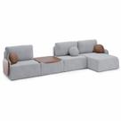 Sofá Modular 380cm 4 Lugares e Puff Couro Luna Yescasa