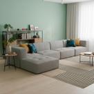 Sofá Modular 4 Lugares 2 Braços Com Chaise Inflow Boucle Linho Vem Na Caixa Compacto Sala