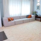 Sofá Modular 4 Lugares 2 Braços Inflow Bouclé Cinza Linho Vem Na Caixa Compacto Para Sala Moderna