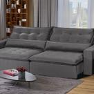 Sofá Modular Bahia 5 Lugares 250cm com Molas Retrátil e Reclinável Yescasa Cinza