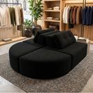 Sofá Modular Cielo 4 Lugares Design Orgânico Moderno 204cm Bouclê Preto - Montanari s Decor