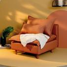 Sofá Modular com Encosto Pé Madeira Sôma CabeCasa MadeiraOriginals Marrom Mocha Mousse