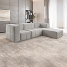Sofá Modular com Puff 3 Lugares Bouclé Cinza na Caixa 258cm Sofá Modular com Puff 3 Lugares Bouclé Cinza na Caixa 258cm