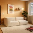 Sofá Modular Flow 2 Lugares 1 Braço Inflow Bouclé Linho Vem Na Caixa Compacto Sala Moderna