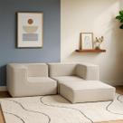Sofá Modular Flow 2 Lugares 2 Braços Com Chaise Inflow Bouclé Bege Linho Vem Na Caixa Compacto Sala
