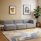 Sofá Modular Flow 3 Lugares 1 Braço Inflow Boucle Linho Vem Na Caixa Compacto Sala Moderna