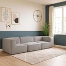 Sofá Modular Flow 3 Lugares 2 Braços Inflow Boucle Linho Vem Na Caixa Compacto Sala Moderna