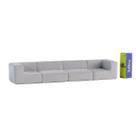 Sofá Modular Flow 4 Lugares 2 Braços Inflow Bouclé Cinza Linho Vem Na Caixa Compacto Sala Moderna