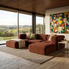 Sofá Modular Flow Boucle Plus - 3 Lugares - 2 Cantos com 2 Apoio de Pé