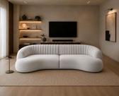 Sofá Modular Holp 330cm Conforto Moderno Sala Estar Bouclé Branco Bouclé