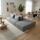 Sofá Modular Ilha 330 cm com Encosto Almofada Linho Cinza NS Cor:Cinza