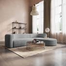 Sofá Modular Sala de Estar Decoração Luxo 265cm Lado Esquerdo Bouclé Celinne Luxuoso Cinza