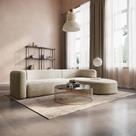 Sofá Modular Sala de Estar Decoração Luxo 265cm Lado Esquerdo Linho Celinne Luxuoso Bege