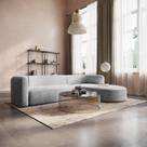 Sofá Modular Sala de Estar Decoração Luxo 265cm Lado Esquerdo Linho Celinne Luxuoso Cinza Claro
