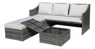 Sofá Modular Vime Ratan 3 Lugares + 2 Mesa Bau Apoio 4 Peças