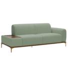 Sofá Molino 3 Lugares 180cm C/Mesa Auxiliar Direito Pés Ouro.F Bouclé Verde Claro - Nexta Casa