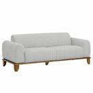 Sofá Molino 3 Lugares 180cm Pés Madeira Castanho Bouclé Cinza Claro - Nexta Casa