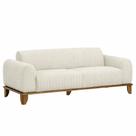 Sofá Molino 3 Lugares 180cm Pés Madeira Castanho Bouclé Off White - Nexta Casa