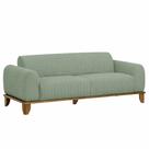 Sofá Molino 3 Lugares 180cm Pés Madeira Castanho Bouclé Verde Claro - Nexta Casa
