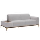 Sofá Molino 3 Lugares 210cm C/Mesa Auxiliar Direito Pés Ouro.F Bouclé Cinza Claro - Nexta Casa