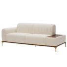 Sofá Molino 3 Lugares 210cm C/Mesa Auxiliar Esquerdo Pés Ouro.F Bouclé Off White - Nexta Casa