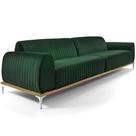 Sofá Molino 3 Lugares 230cm Pés Alumínio Veludo Verde - Nexta Casa Sofá Molino 3 Lugares 230cm Pés Alumínio Veludo Verde - Nexta Casa