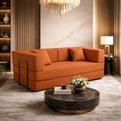 Sofá Na Caixa 2 Lugares Moderno Compacto Confortável Cor:Boucle Terracota
